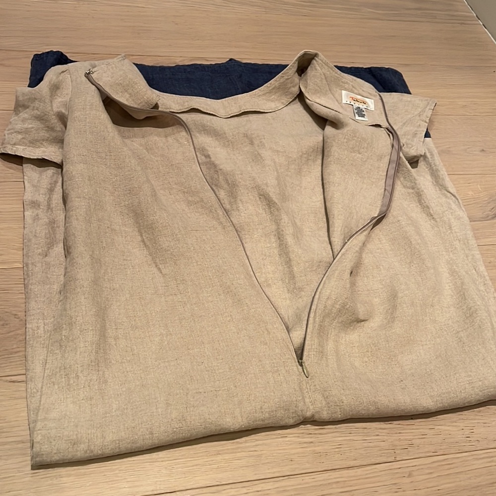 Talbots Petite 100% Linen Color Block Midi Dress … - image 4